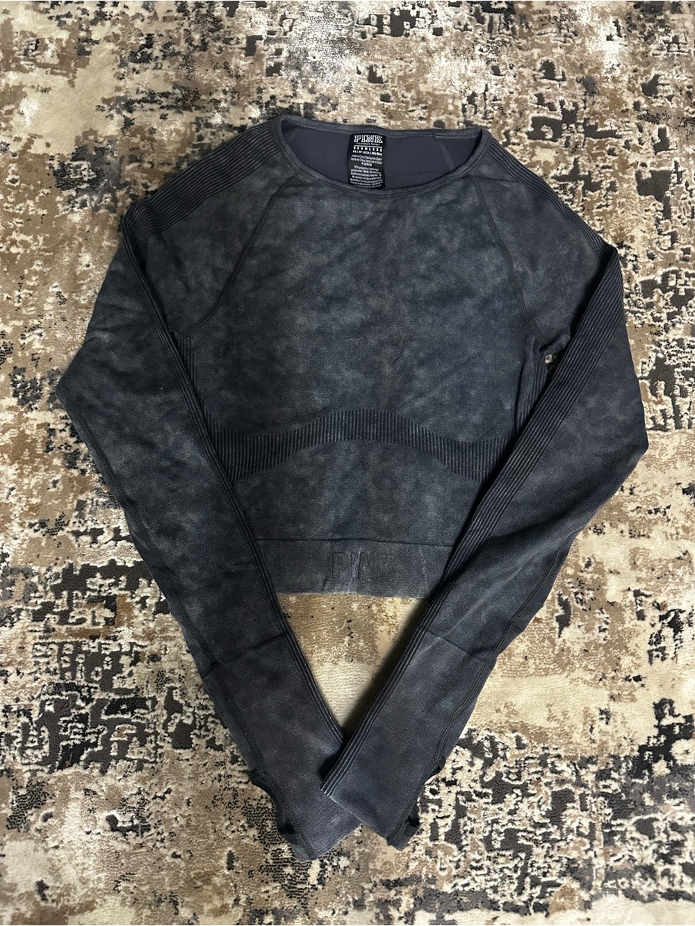 PINK Victoria's Secret Washed Black Cropped long-sleeve